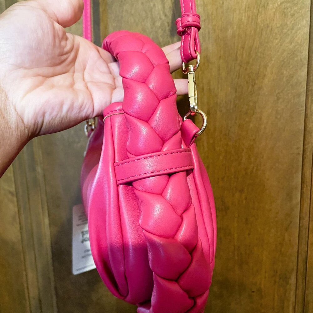 FIRM. Urban Expressions Vegan Leather Braided Purse/Crossbody Hot Pink. Rare NWT - Picture 7 of 12